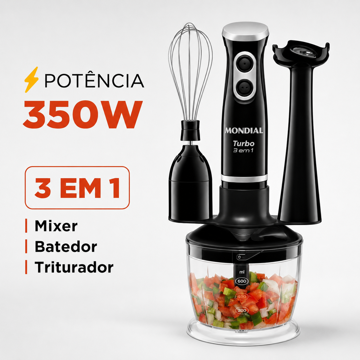 Mixer Turbo Mondial M-14 3 em 1 350W