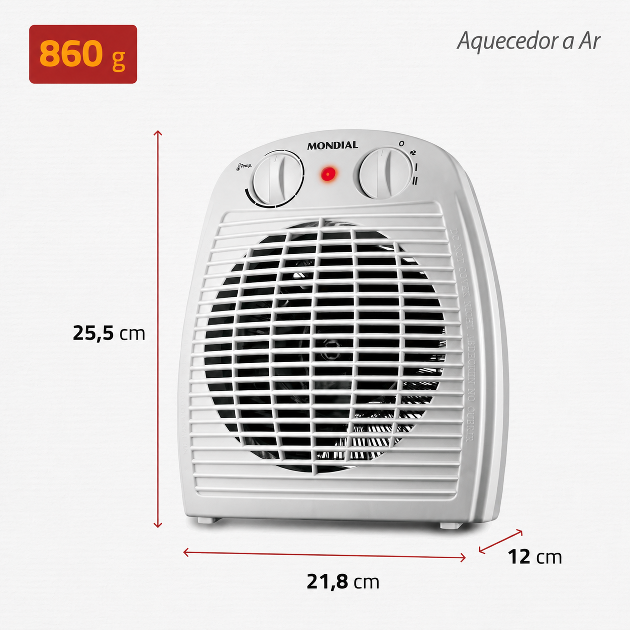 Aquecedor de Ar Elétrico Mondial A-08 1500W 127V