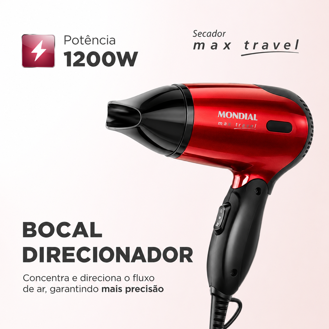 Secador de Cabelos Mondial Max Travel - Bivolt 1200w