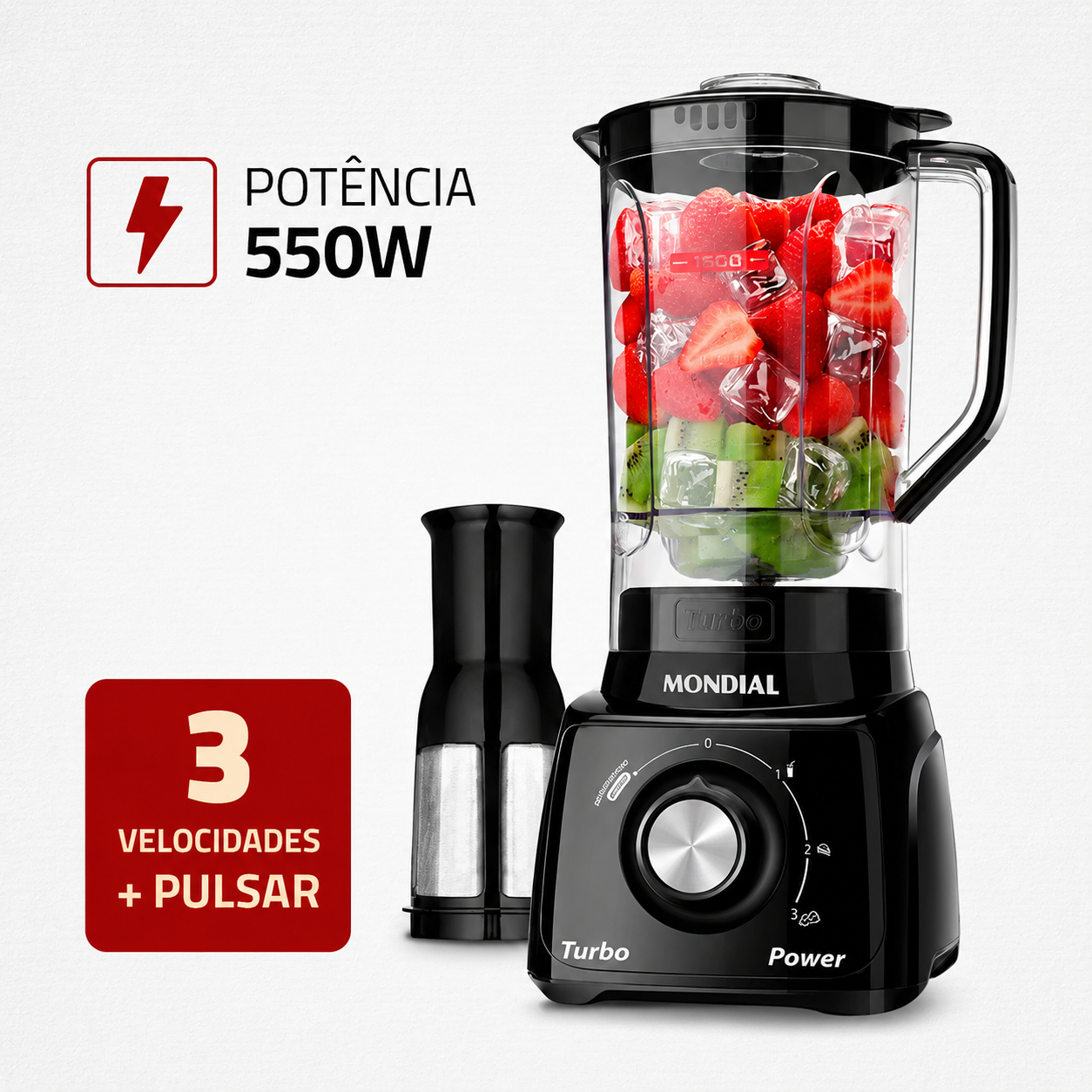 Liquidificador Mondial L-99 Turbo Power 550W com Jarra 2,2L