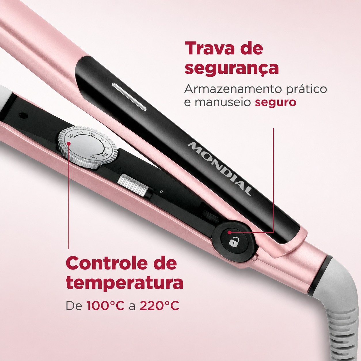 Prancha Alisadora Mondial Golden P-20 Bivolt 220°C