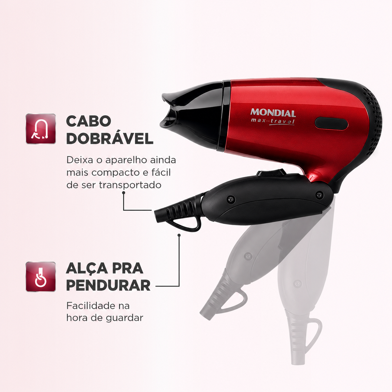 Secador de Cabelos Mondial Max Travel - Bivolt 1200w