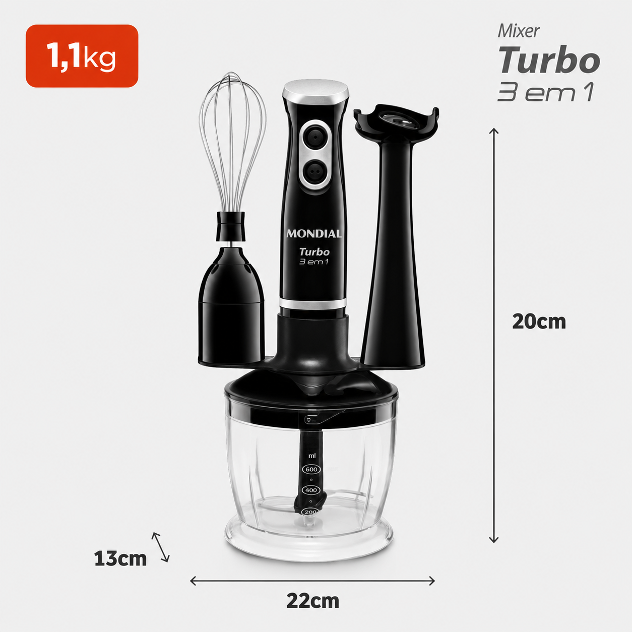 Mixer Turbo Mondial M-14 3 em 1 350W