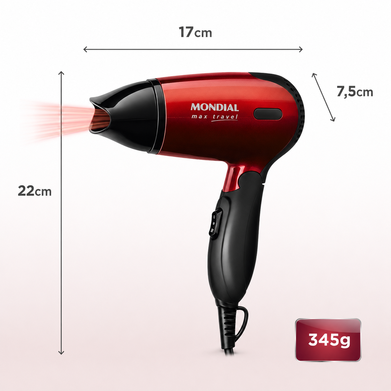 Secador de Cabelos Mondial Max Travel - Bivolt 1200w
